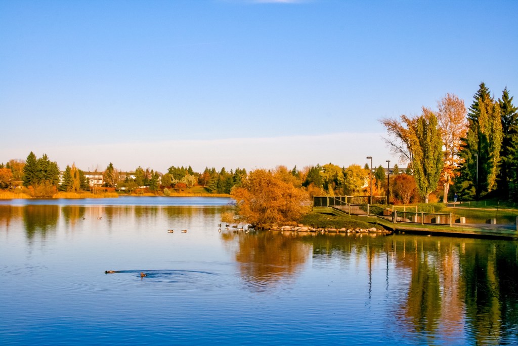 Scenic autumn view of Beaumaris Lake